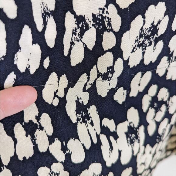 Sea New York Silk Blend Dress Navy Leopard Print Short Sleeve Drawstring, Size 6 - Picture 10 of 12